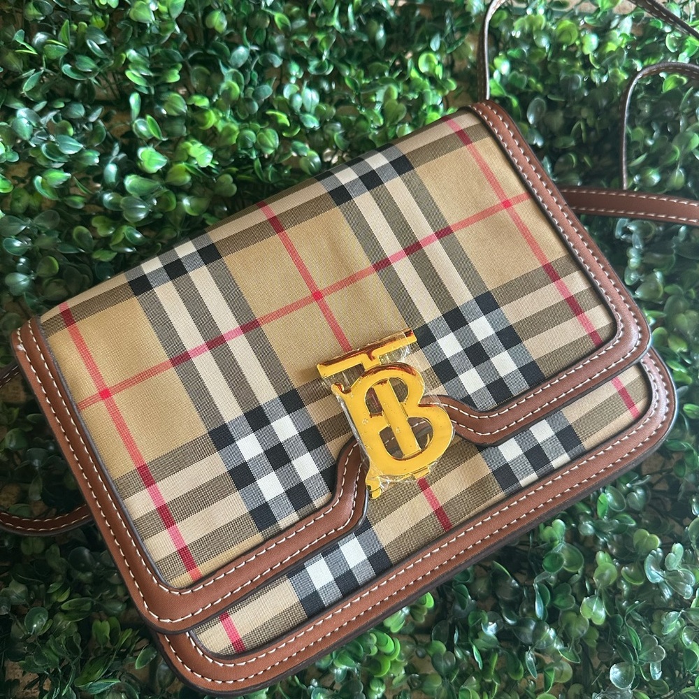 Brown and Red Plaid Crossbody Bag